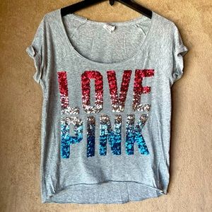 M PINK RED WHITE AND BLUE TOP